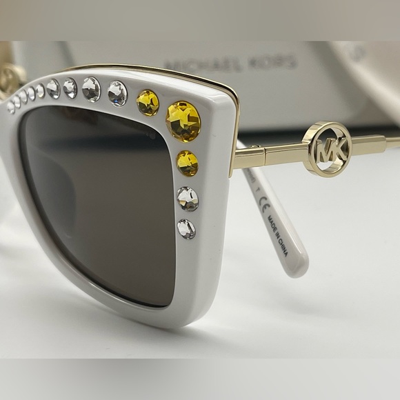 Michael Kors White Gold Crystal Cat Eye Sunglasses - Picture 5 of 16